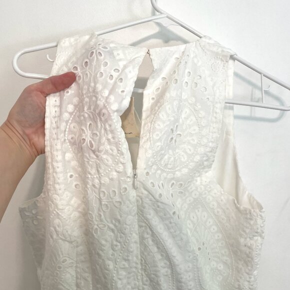 NEW NWT TRINA TRINA TURK Scallop Hem Eyelet Cropped Jumpsuit Cream Ivory ?? Boho - Picture 13 of 16